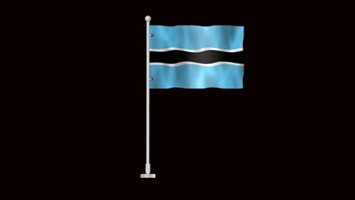 Animated Flag of Botswana Waving on a Pole