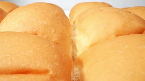 Close up of golden bread rolls