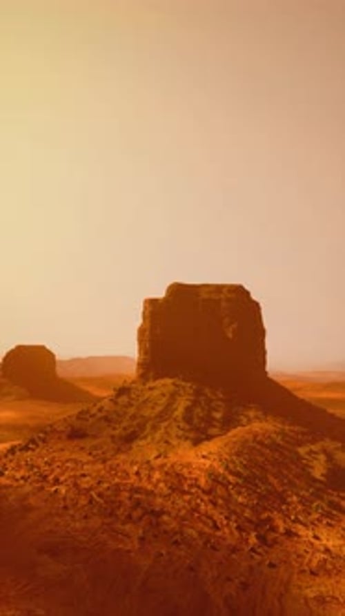 Massive Rock Formation in Desert