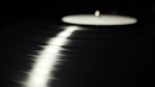 Macro Lp Loop Rotating Vinyl Record Playing Song On Turntable Playeraesthetic