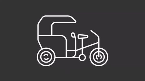 Icône blanche de tricycle taxi animé