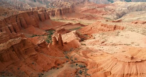 Aerial view of Mars Canyon with red mountain rock