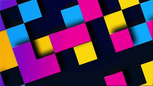 Abstract Colorful 3d Square Background, 3d Square Shape Animation With Gradient Color On Black Backg