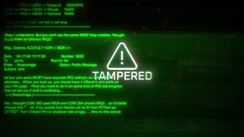 Tampered Attentions Screen Motion On Abstract Technology Background Green Color