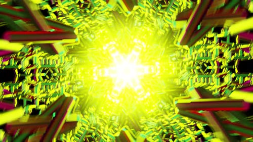 Seamless VJ Loop Pulsing Kaleidoscope Neon Tunnel Motion Background Visuals
