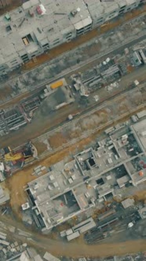 Abandoned Industrial Zone with Incomplete Buildings