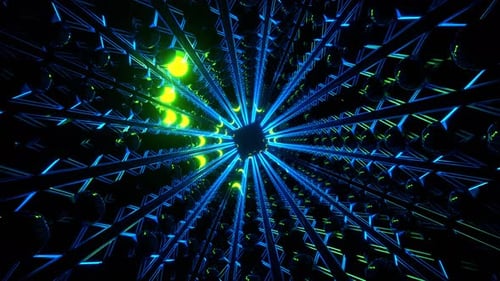 Blue And Green Bright Glow Strobe Tunnel Background Vj Loop In 4K
