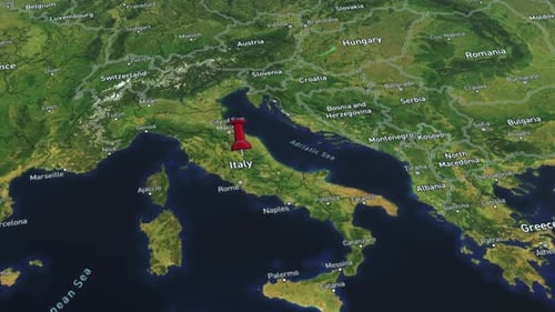 3D Map Pin Dropping on Italy