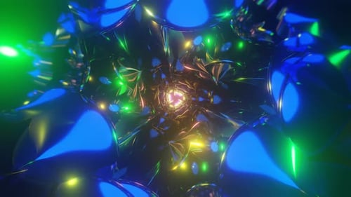 Abstract Seamless Looped Neon Animation of Infinite Tunnel