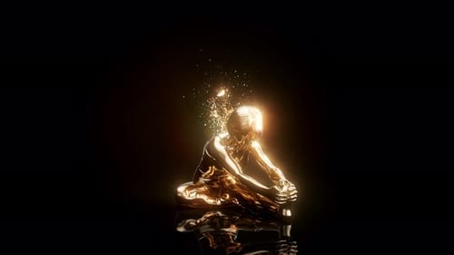 Animación 3D conceptual de una mujer practicando yoga