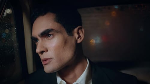 Sleepy Passenger Staring Rainy Window Automobile Close Up Sad Man Riding Taxi