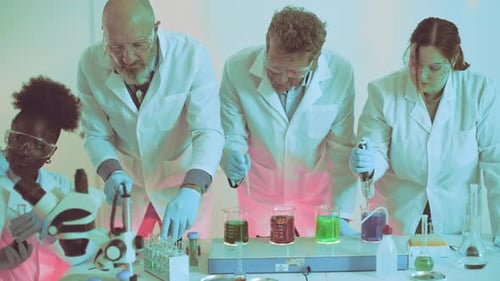 Scientists Working in a Brightly Lit Lab
