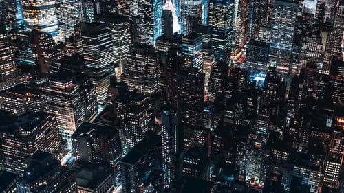 Cinematic And Majestic View Of Manhattan Cityscape, NYC, USA