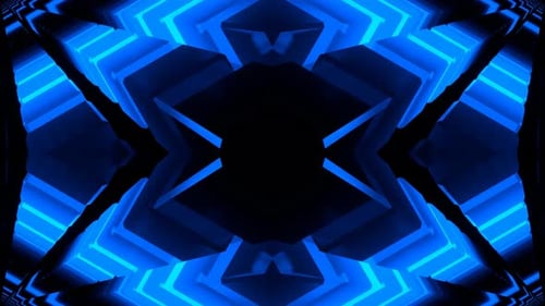 Blue Neon Symmetrical Pulsating Light Background Vj Loop In 4K