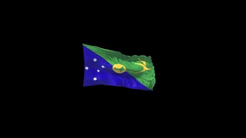 Realistic Christmas Island Flag Waving Animation