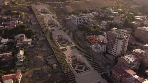 Flying over a old architecture building.