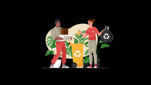Esfuerzo comunitario de reciclaje con diversas personas que participan en acciones ecológicas.