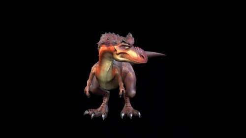 Cute Cartoon 3D Dinosaur Character Animation Looking Around