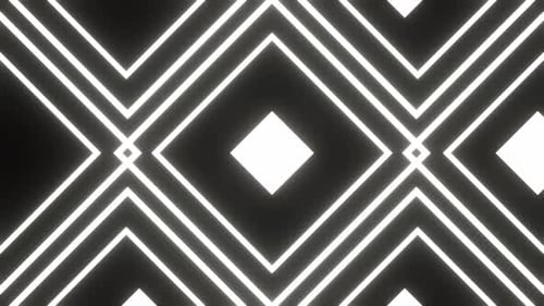 Weißer Neonblitz, Hintergrund mit geometrischen Winkeln, Formen und Linien, VJ Loop in 4K