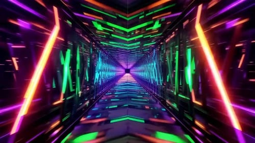 Futuristic Neon Tunnel Motion Abstract Cyberpunk Loop