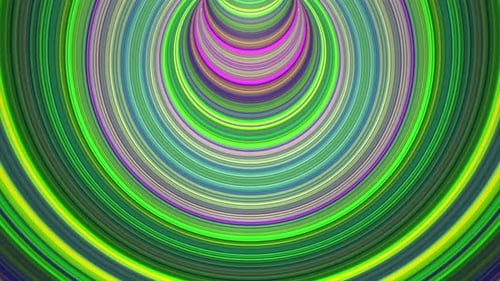 Looped animation of colorful circle tunnel with acid light and psychedelic colours