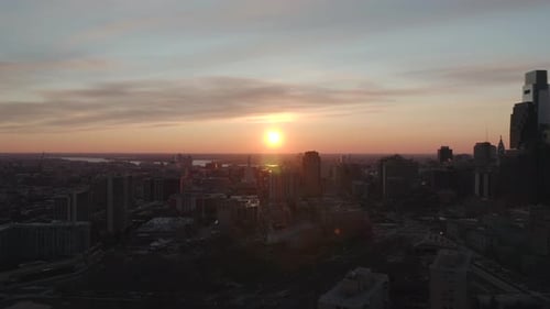 Aerial view of Philadelphia skyline, Pennsylvania, United States.