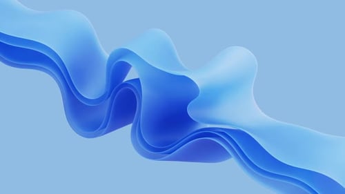 floating elastic ribbon layers isolated on pastel blue background