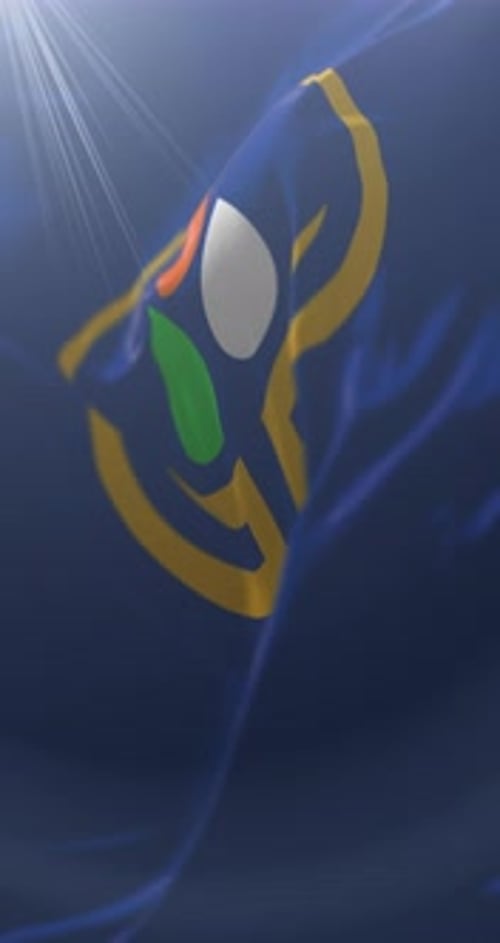 Vertical Waving Abstract Emblem Animation with Light Rays