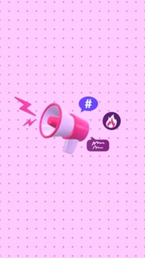 Animación 3D que muestra tendencias virales, debates populares y rumores en las redes sociales en vídeo vertical.