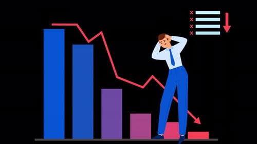 Financial Crisis And Businessman Alpha Channel 4K