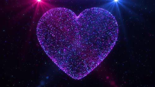 Animated Neon Heart Particle Loop Background