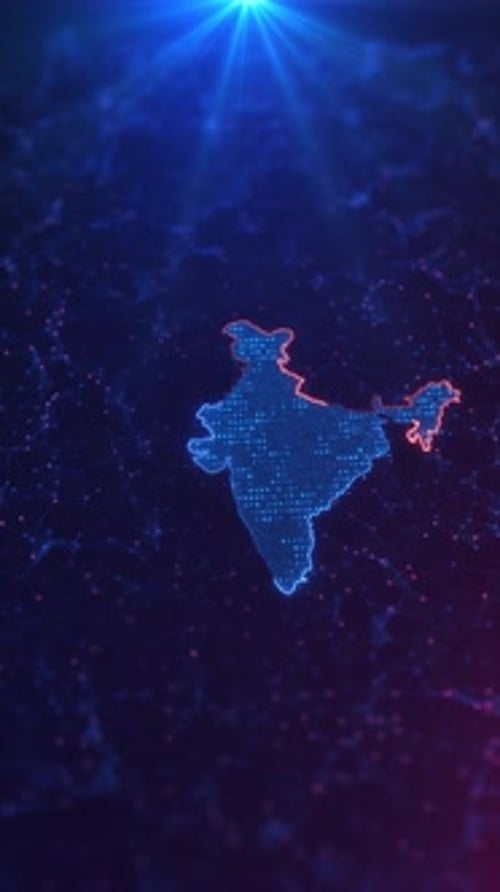 Digital India Map with Plexus Network and Glowing Outline