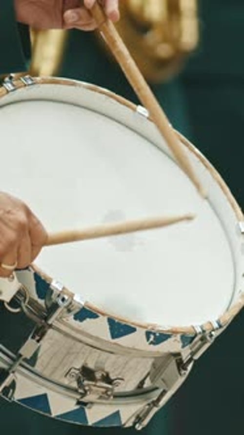 A Wind Instrument Military Parade a Person in Green Costume