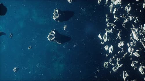 Flying Through the Asteroid Belt in Outer Space