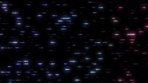 Компьютерные цифровые данные, высокотехнологичная анимация, футуристическая цифровая точка, движущаяся на черном фоне.