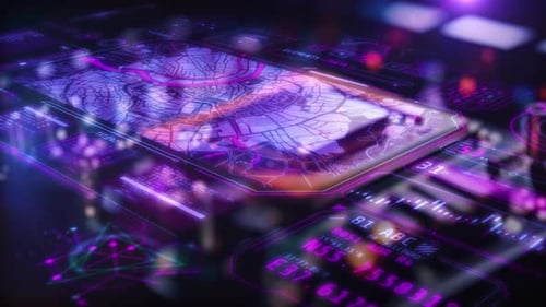 Futuristic HUD Display with Animated City Map