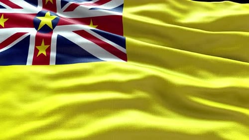 Realistic Waving Niue National Flag Seamless Loop