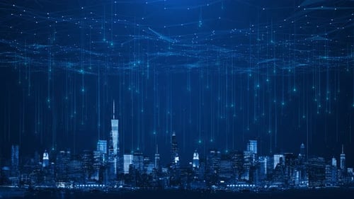 Data Information Technology Innovation a City Night for Cyber Security Digital Networking Cloud