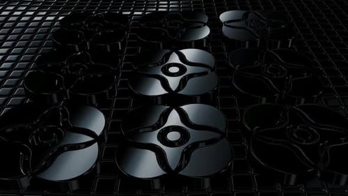 Floating Background with Black Cubes, Shapes, Unique Design, 3D Render, Exclusive, Reflection