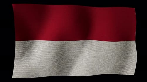 A realistic animation of the Indonesian flag gracefully waving in the wind