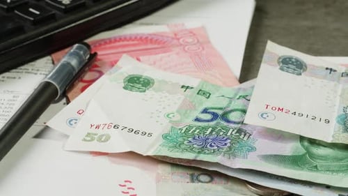 Detailed Close Up of 100 Yuan the Chinese Currency 100 Renminbi the Highest Denomination of China's