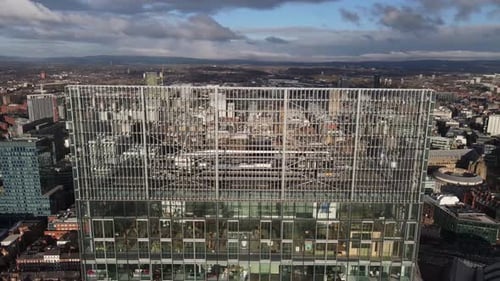 Aeril drone flight around the rooftop of the Beetham Tower giving a view of the Penthouse and the su