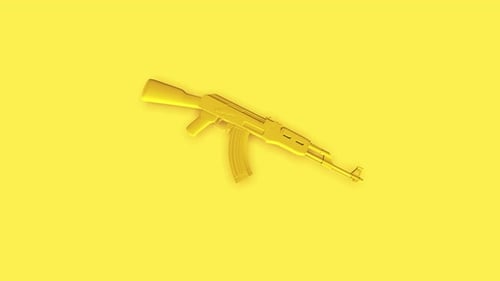 Stylized 3D Yellow AK-47 Rifle Rotating Loop