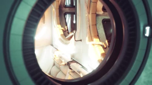 Inside a Futuristic Space Station with Sleek Design and Advanced Technology