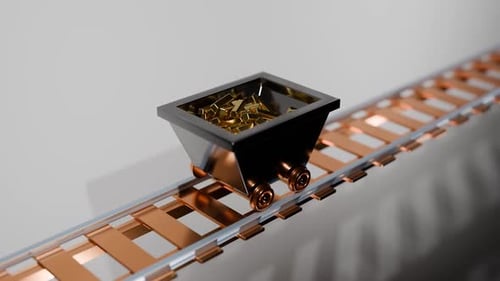 3D Animation of Mining Cart Transporting Gold Bars