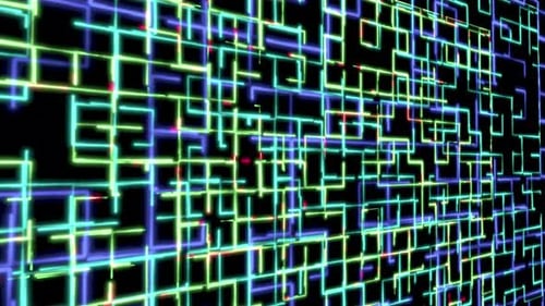 Futuristic Neon Grid Network Seamless Loop Background