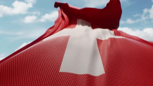 Realistic Swiss National Flag Waving in the Wind Loop