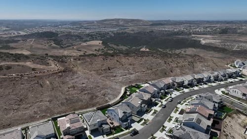 New Development Real Estate Aerial View of Residential Houses and Driveways
