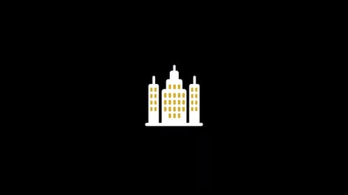Flat Design Growing Buildings Corporate Icon Animation