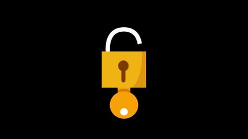 lock and key encryption security unlock alpha channel animation